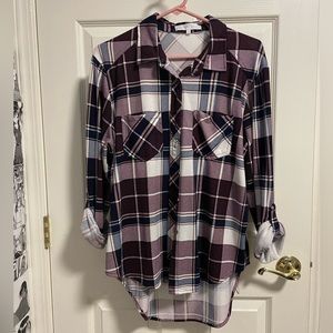 Purple Plaid Button Down Shirt